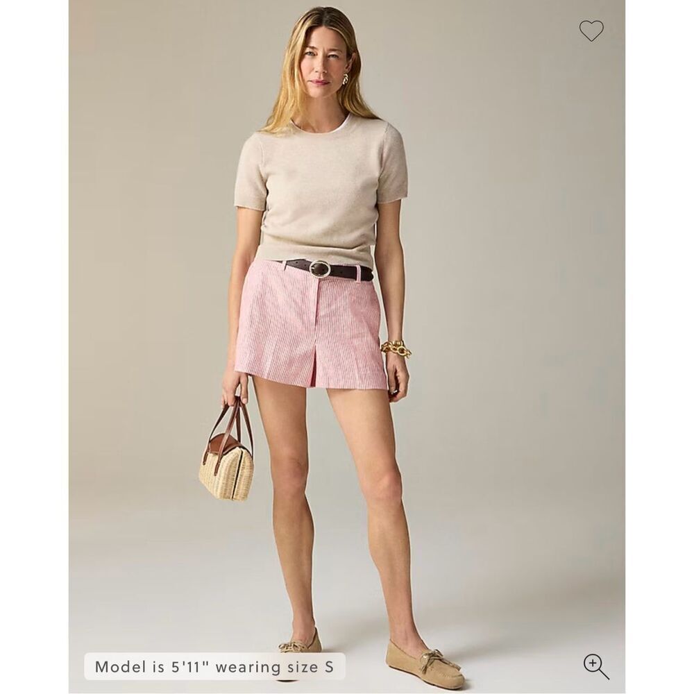 J. Crew 3" Harbor short in striped linen in Electric Red Size S NWT CH879